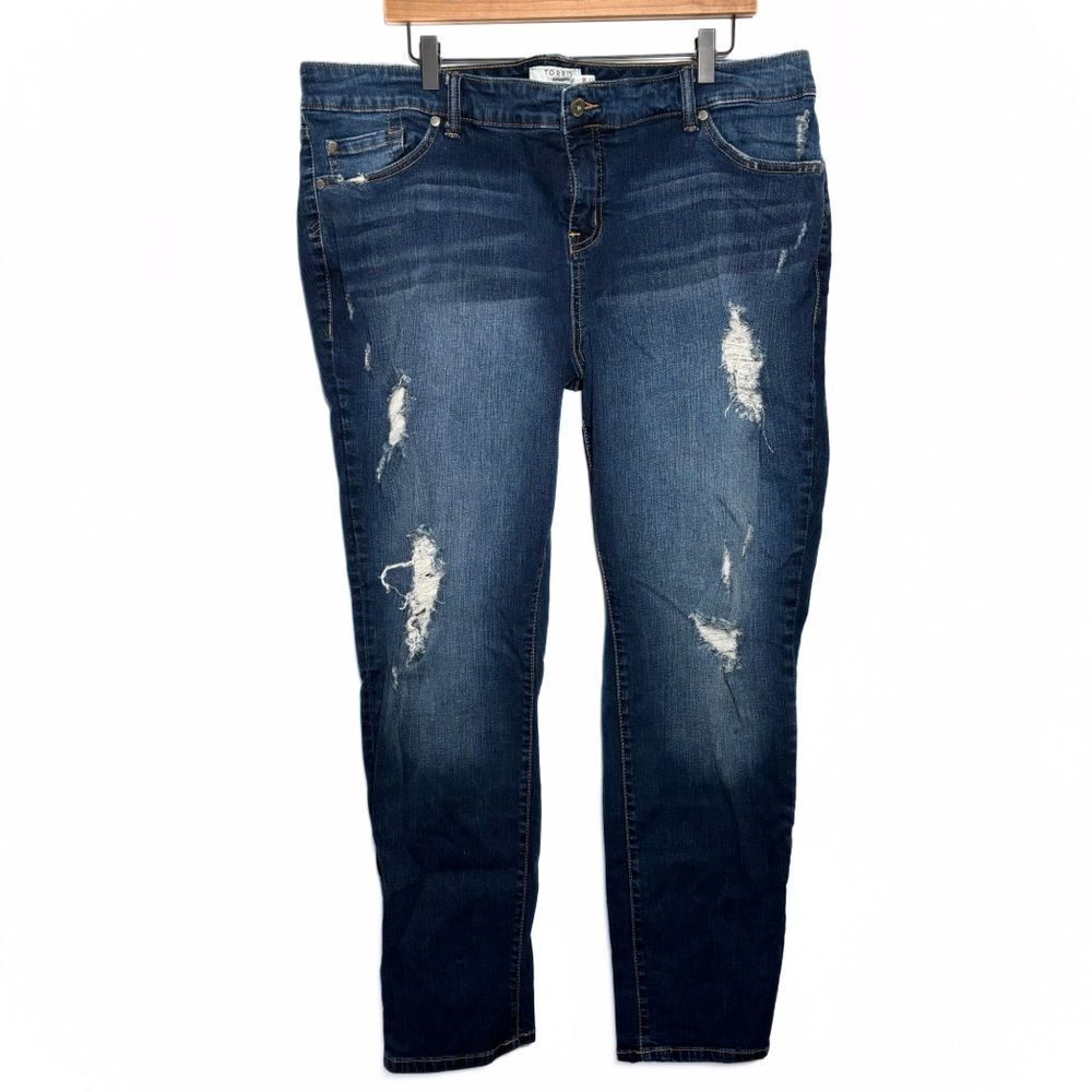 Torrid Distressed High Waist Dark Blue Jeans - Size 22 / Plus Size